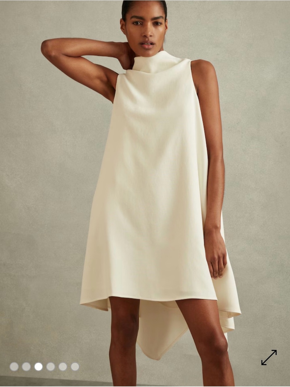 Shauna
High-Neck Drape Back Mini Dress in Ivory